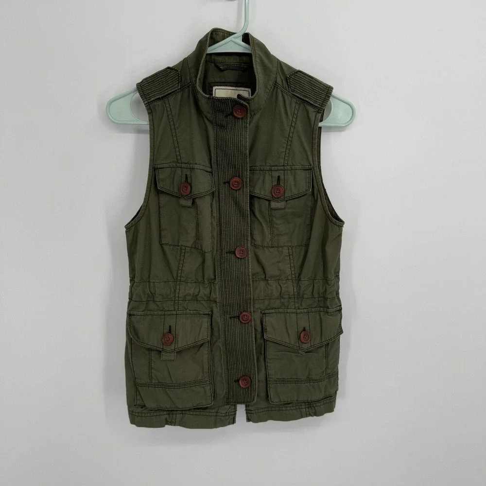 Abercrombie & Fitch Womens Utility Outerwear Vest Size Small Green‎ Sleeveless